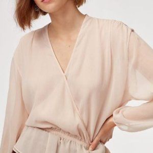 Aritzia Little Moon Sheer Blush Blouse - Size L